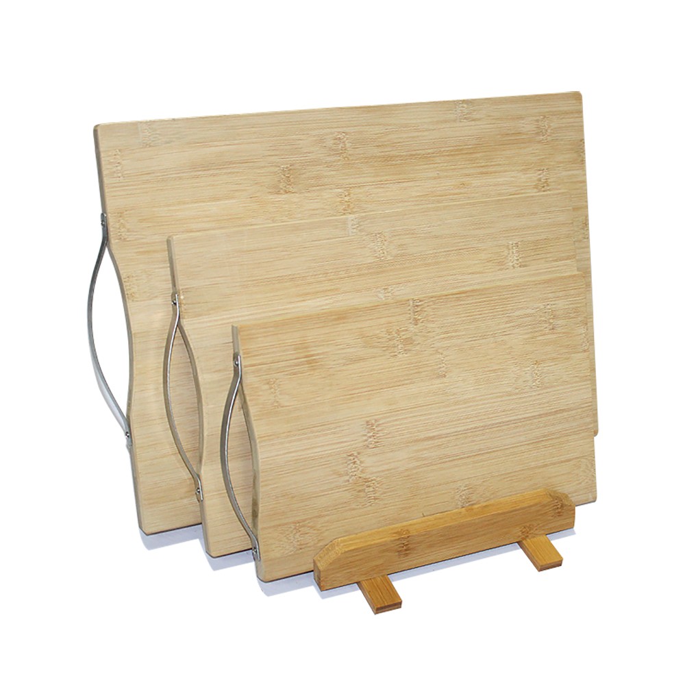 Three Piece Bamboo Cutting and Kitchen Chopping Board Set, Attractive Design with Handle, Incredible Value